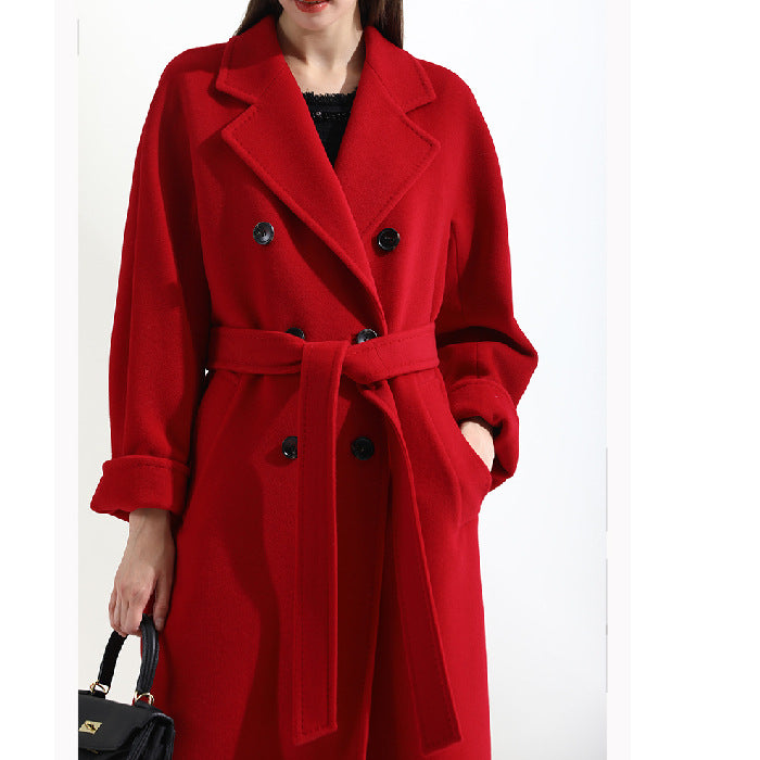 Women's mid-length woolen woolen coat