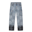 High Street Retro Cross Graffiti Loose Straight Jeans