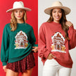 Women's Fashion Crew Neck Casual Loose Christmas Sequined Sweater