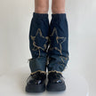 Hot Girl Design Denim Washed Horn Leg Warmer Foot Sock Slimming