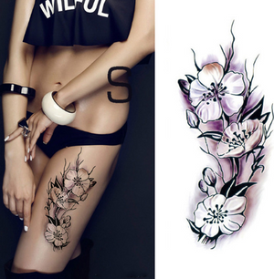 Flower tattoo sticker color sketch tattoo sticker flower peony rose plum tattoo sticker