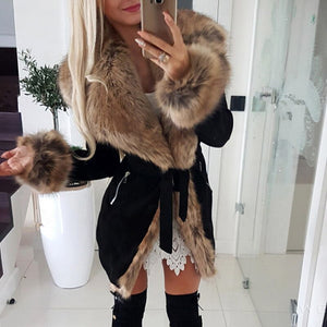 Winter fur coat cotton-padded coat