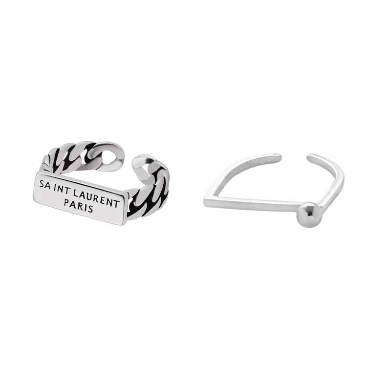 Simple Personality Square Ring Men And Women Sweet And Cool Jewelry