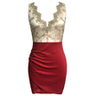 Nightclub Bar Sexy Dress V-neck Lace Splicing Hip Wrap Short Skirt Hotel KTV Foot Bath Night Work Clothes