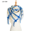 Yarn Stripe Grid Polyester Long Fringed Bristles Square Scarf Women Men's Bib Shawl