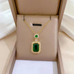 Light Luxury Emerald High-grade Pendant Necklace Ins Hong Kong Style Three-piece Necklace Earring Ring