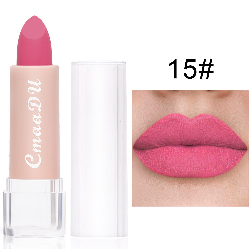 CmaaDu15 Color Matte Moisturizing Lipstick Waterproof Matte Lip Gloss