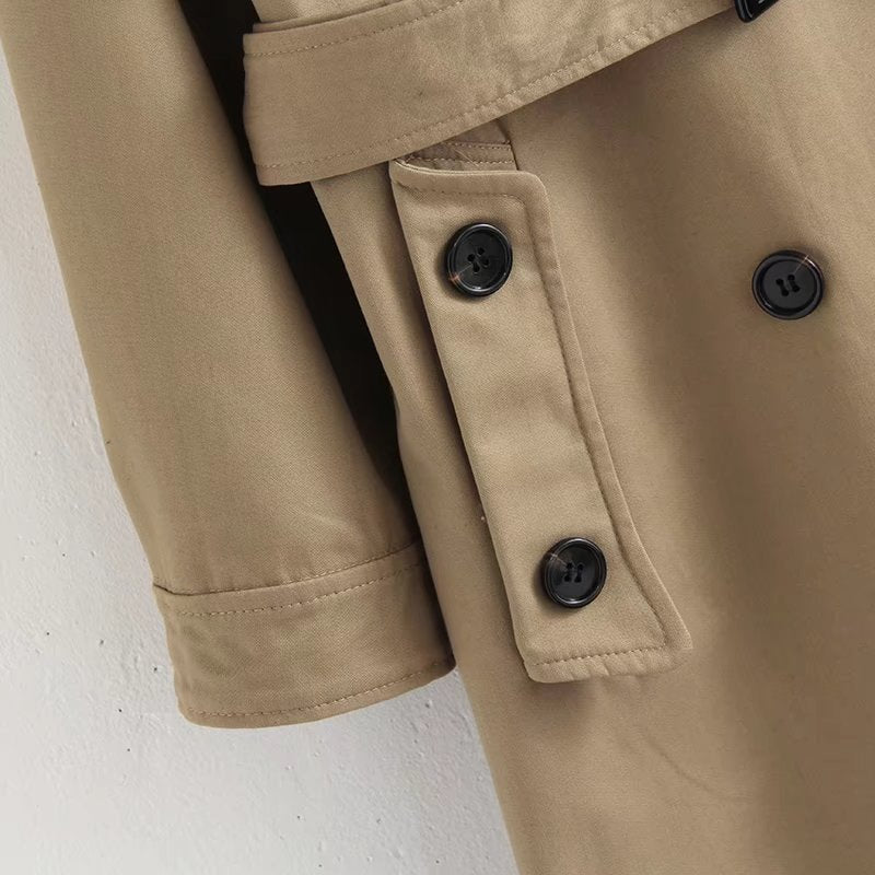 Long double-breasted trench coat