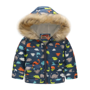 Printed hooded padded children's coat