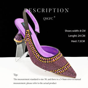 Fashion Simple Pointed Striped Hot Drilling Women Low-cut High Heels