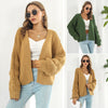 Puff Sleeve Cardigan Sweater Women Front Chunky Knitwear Coat