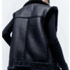 Women's Black Fur Sleeveless Vest Coat