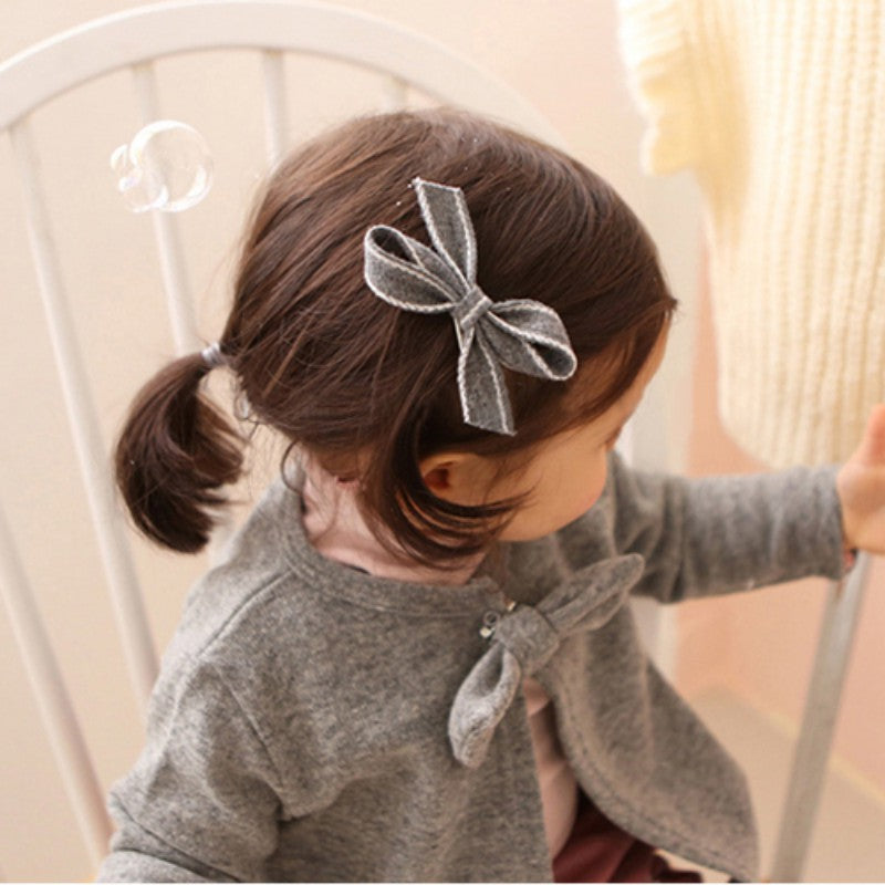 Children's Clothing Cute Casual Round Neck Bow Coat Cotton Top