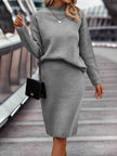 Solid Color Long Sleeve Fashion Mock Neck Sweater Women's Suit