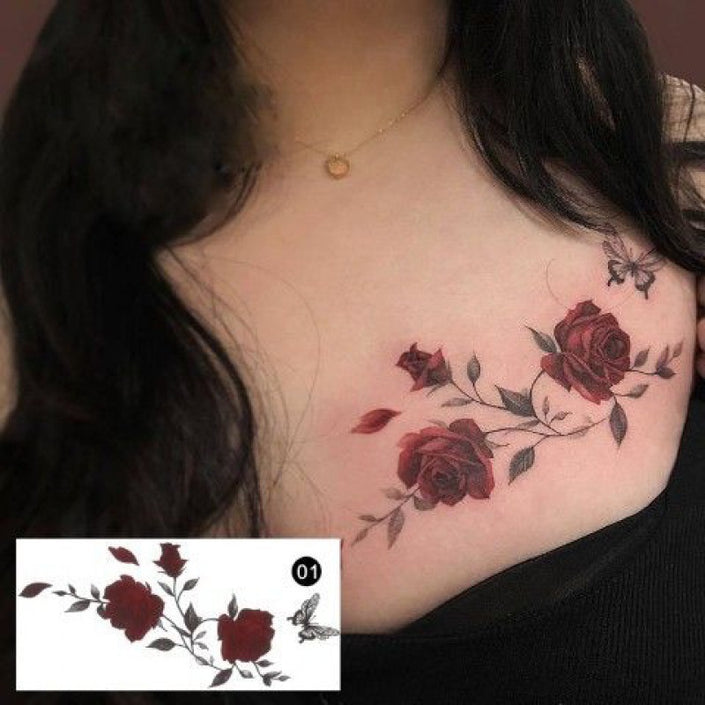 Rose Chest Dark Tattoo Cartoon Sticker