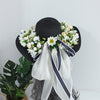 Ladies Handmade Flower Big Brim Straw Hat