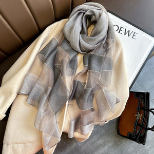 Contrast Color Warm Scarf Fashionable Stylish Long Shawl Silk Blended Textile Scarf