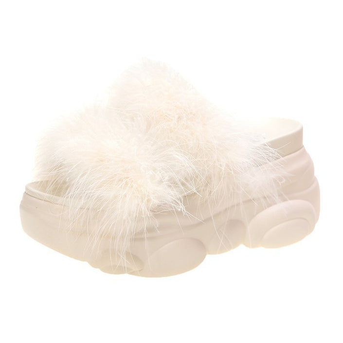 Platform Fluffy Shoes Cake Bottom Super High Heel Slippers Women