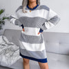 Casual Plaid Turtleneck Sweater Dress Knitting