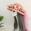 Ladies Handmade Flower Big Brim Straw Hat