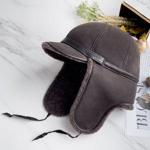 Fur Integrated Winter Thickened Earflaps Leather Hat