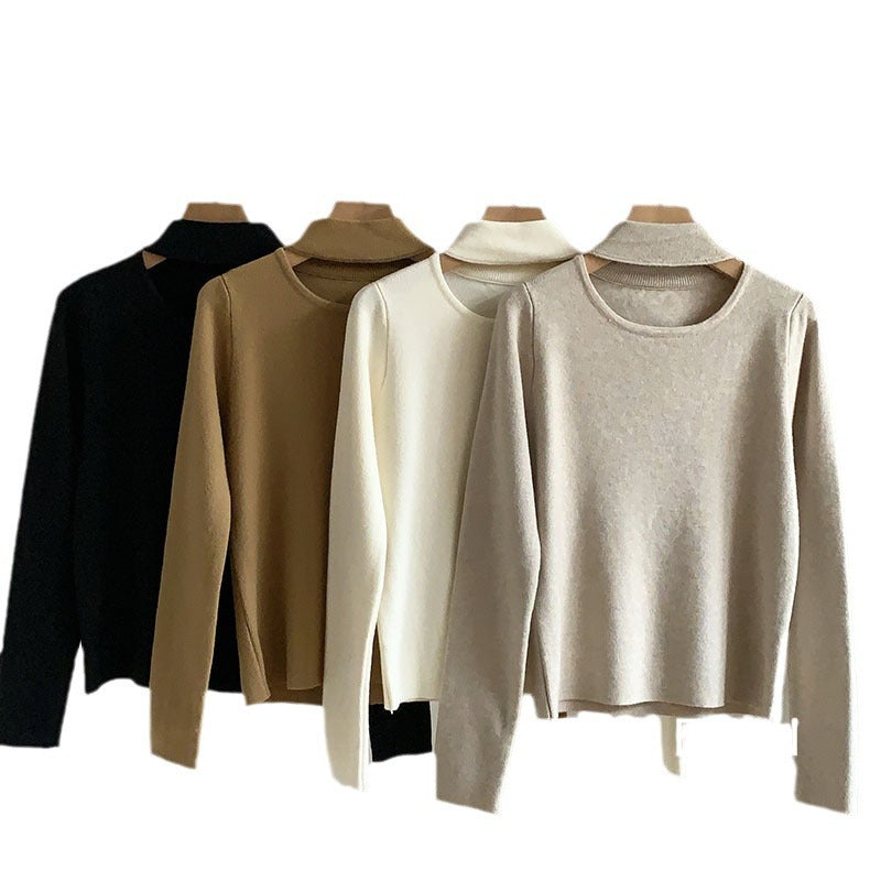 Women's Thick Design Halterneck Long-sleeved Knitwear