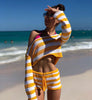 New Knitted Striped Shorts Suit For Women