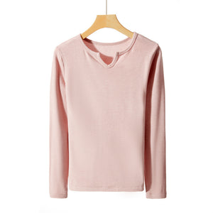 Women's Early Autumn V-neck Long-sleeved Knitted Base All-matching Top