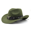 Ethnic Style Cow Standard Western Denim Top Hat Rolled Brim Retro