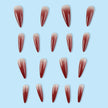 Foreign Trade Hot Selling Wearable Nail Sticker Elegant White Drop Shape Wine Red Gradient Fake Nail Patch Nails