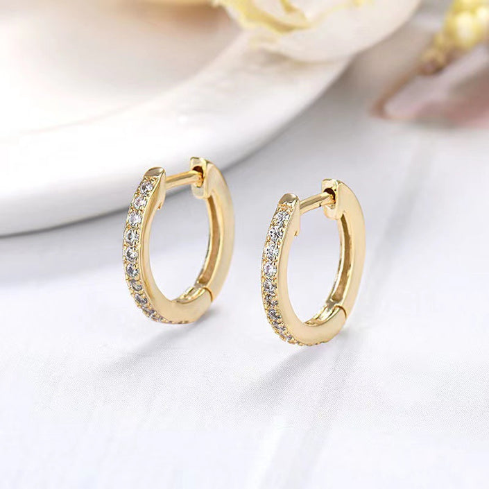 Single Row Rhinestone Earrings Female All-matching Graceful