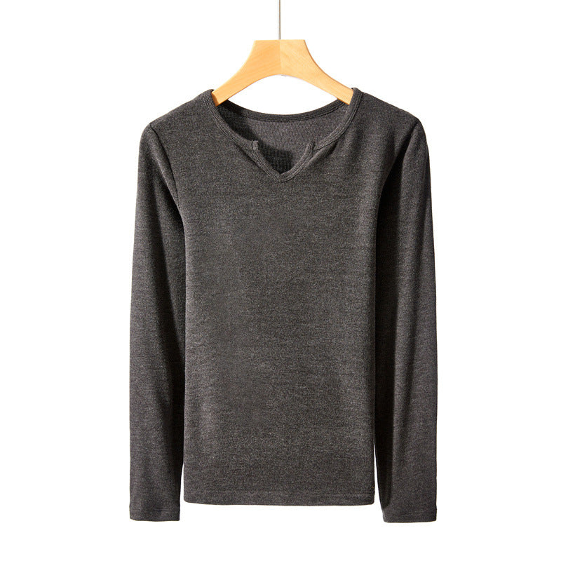 Women's Early Autumn V-neck Long-sleeved Knitted Base All-matching Top