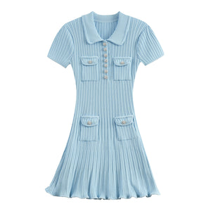 Classic White Classic Style Knitted Dress Waist Women's