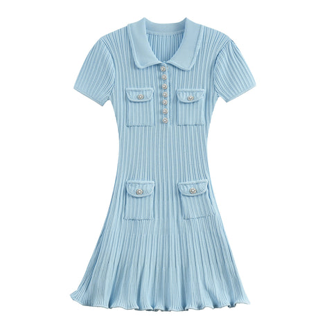 Classic White Classic Style Knitted Dress Waist Women's