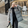 Women's Cotton-padded Coat Stitching Lamb Wool Waist Drawstring Coat