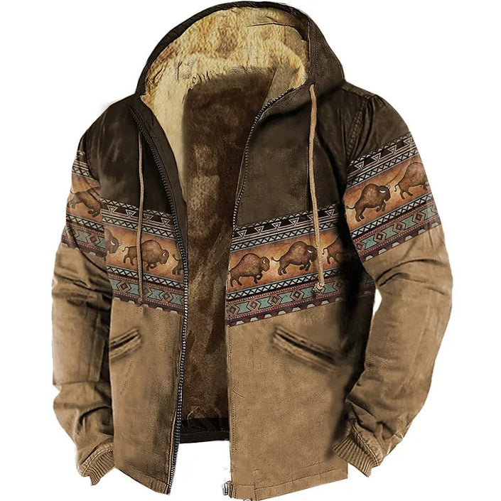 Men's Bejirog Hooded Vintage Printed Sweater