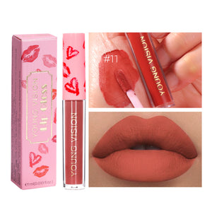 12-color Single Sexy Red Lip Matte Lip Gloss Not Easy To Makeup Matte Surface Lip Gloss