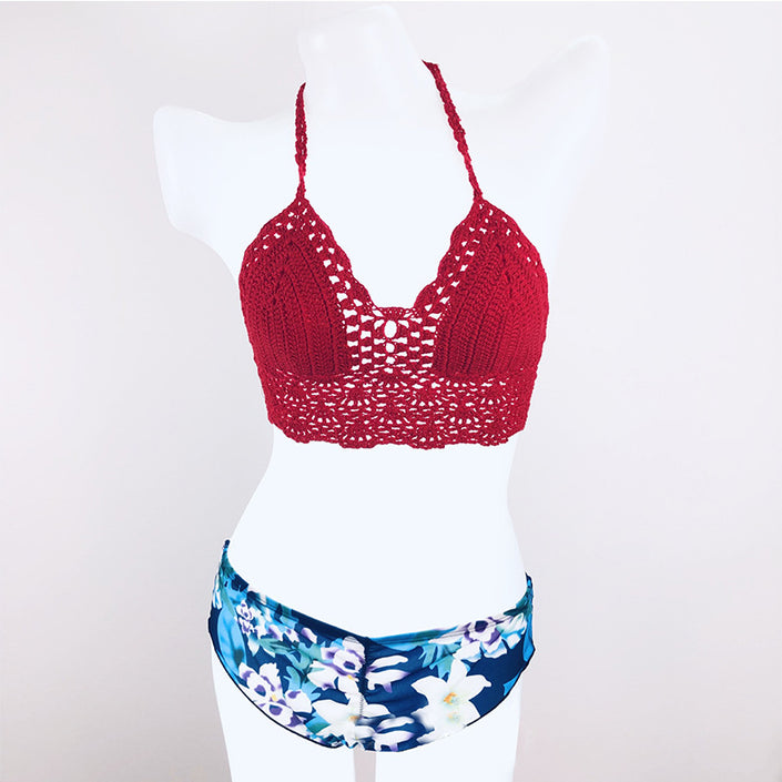 Bikini Women's Beach Underwear Casual Hand Crocheting Sling Top Ladies