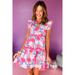 Versatile Contrast Color Printed High Waist Dress Women