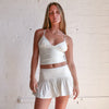 Solid Color And V-neck Hollow Out Strap Short Exercise Skirt Suit
