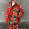 Northeast Big Flower Couple Thickened Cotton-padded Coat For Men