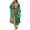 Women's Color Matching Fashion Long Sleeve Turn-down Collar Coat