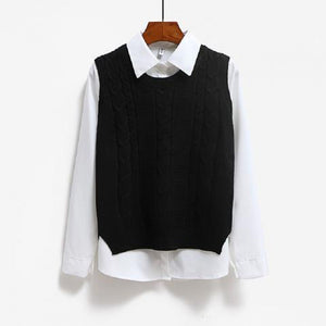 Korean Style Round Neck Knitted Vest