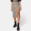 Leopard Print Long Skirt High Waist Slit Hip Skirt