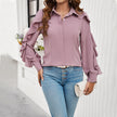 Spring And Summer Leisure Solid Color Ruffle Sleeve Shirt