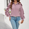 Spring And Summer Leisure Solid Color Ruffle Sleeve Shirt