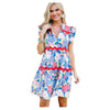 Versatile Contrast Color Printed High Waist Dress Women
