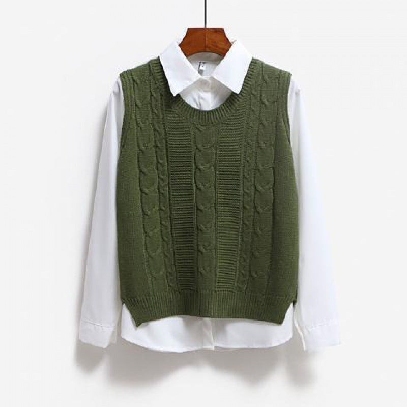 Korean Style Round Neck Knitted Vest