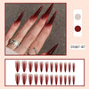 Foreign Trade Hot Selling Wearable Nail Sticker Elegant White Drop Shape Wine Red Gradient Fake Nail Patch Nails