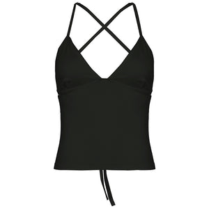 Solid Color And V-neck Hollow Out Strap Short Exercise Skirt Suit